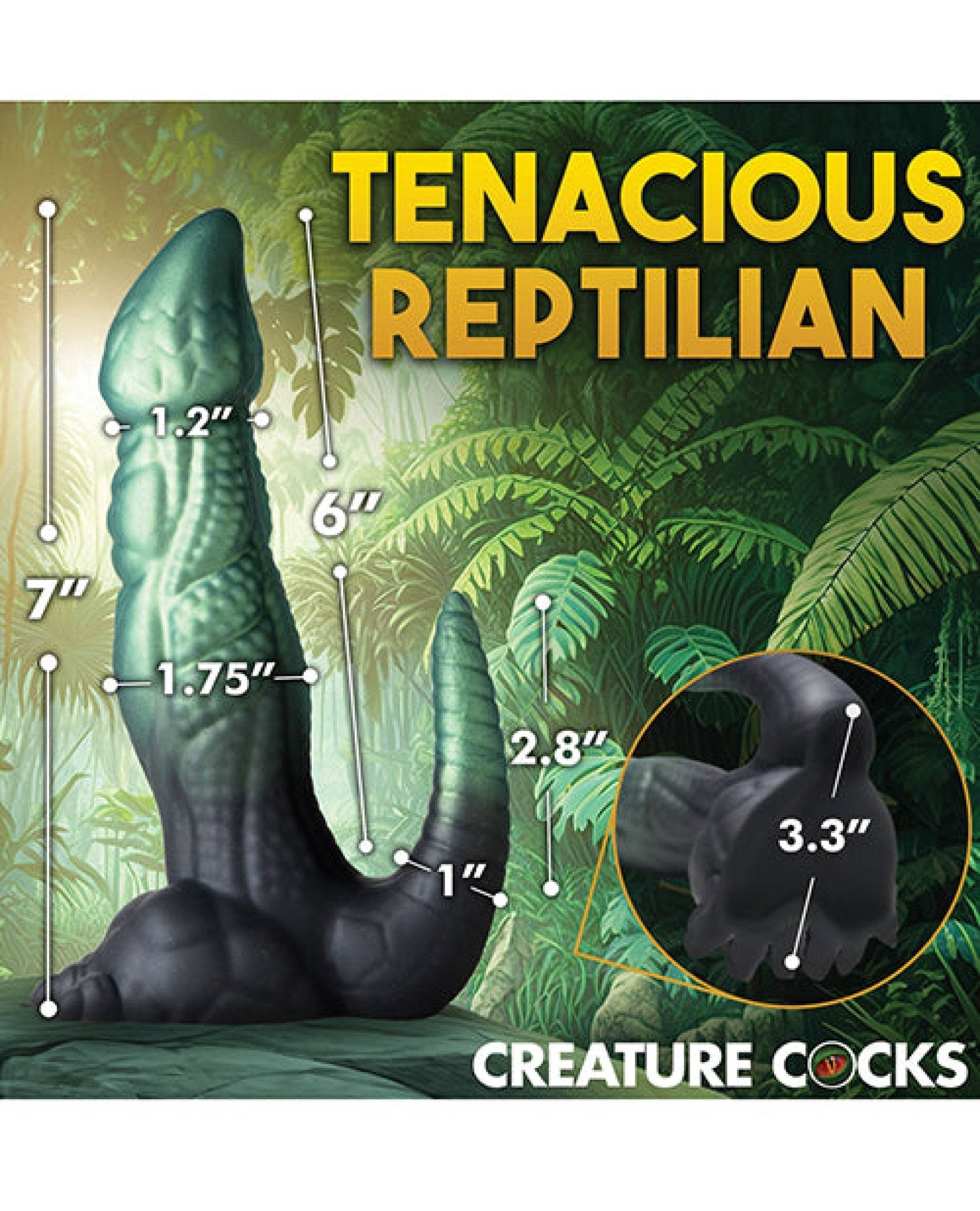 Creature Cocks Dickosaur Dinosaur Silicone Dildo - Black/Teal - SEX LOVE DOLLS