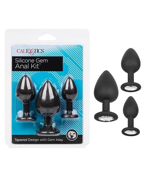 Silicone Gem Anal Kit - Black - SEX LOVE DOLLS