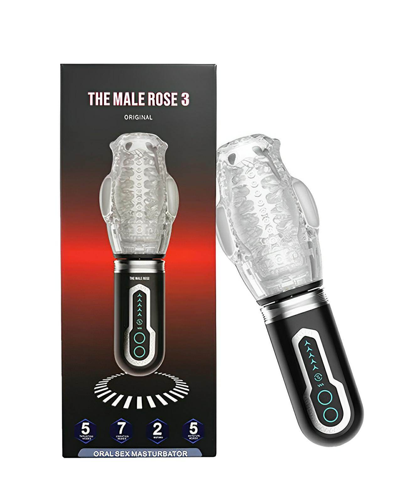 The Male Rose 3 Thrusting, Rotating & Vibrating Oral Sex Masturbator - Black - SEX LOVE DOLLS
