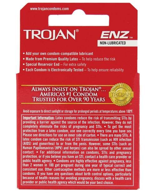 Trojan Enz Non-lubricated - Box Of 3 - SEX LOVE DOLLS