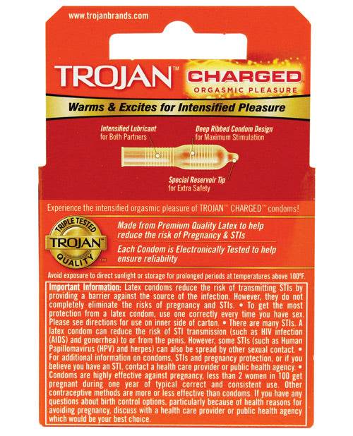 Trojan Intensified Charged Condoms - Box of 3 - SEX LOVE DOLLS