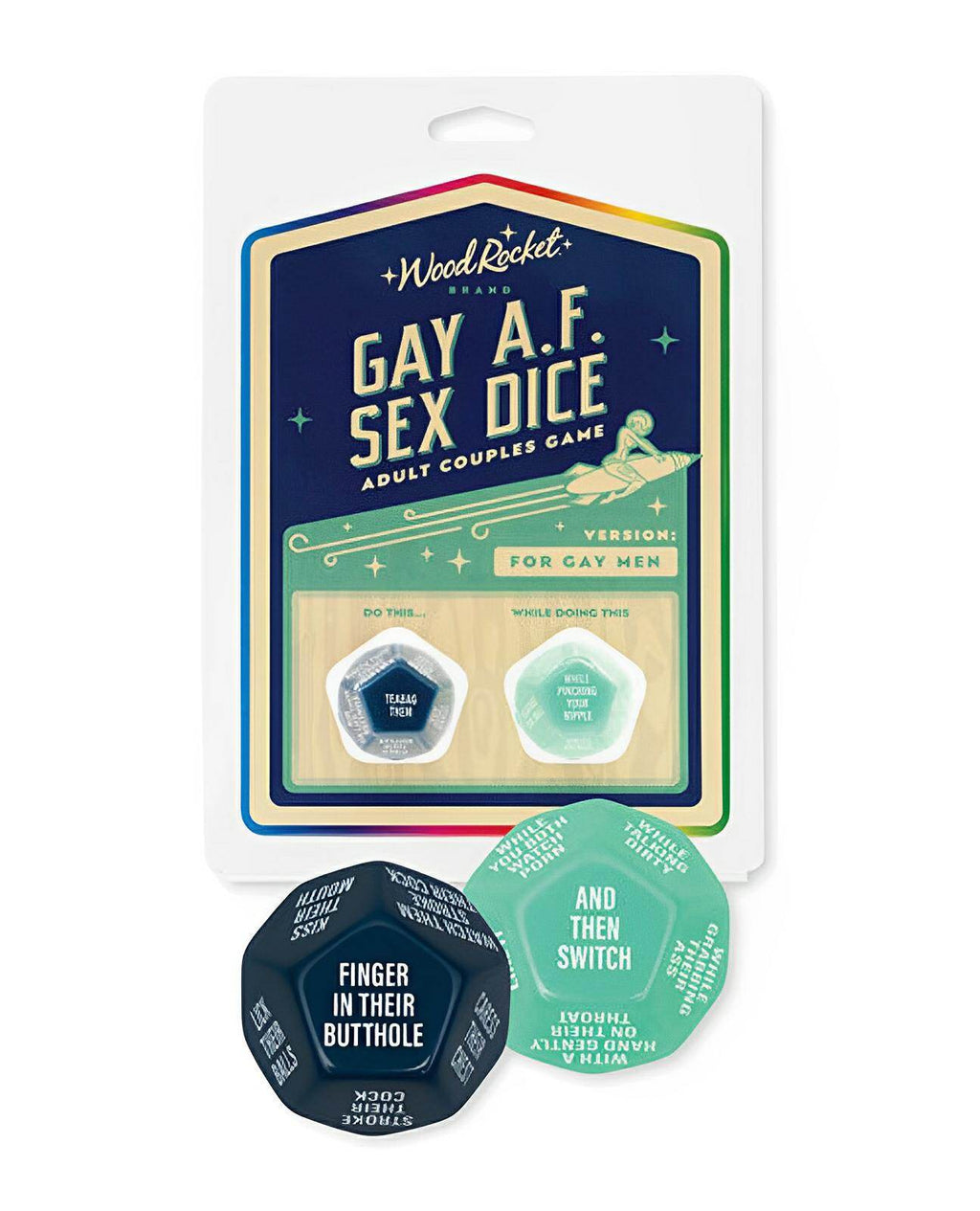 Wood Rocket Gay AF Gay Men Couples Sex Dice Game - Blue - SEX LOVE DOLLS