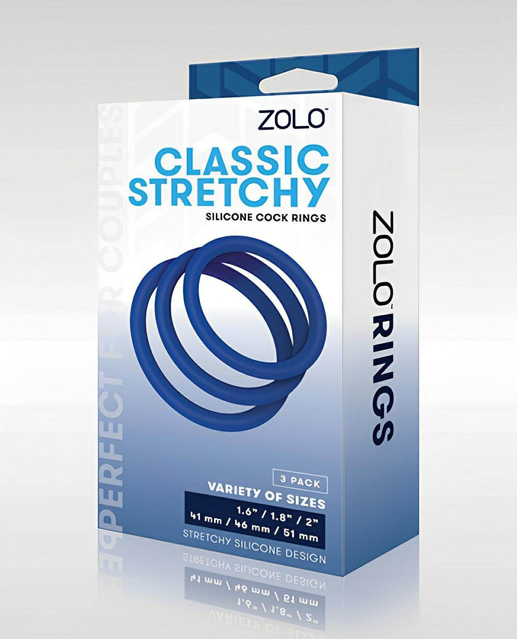 Zolo Stretchy Silicone Cock Rings - Blue - SEX LOVE DOLLS